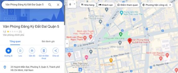 Thông tin địa chỉ Văn phòng đăng ký đất đai Quận 5, TP. Hồ Chí Minh