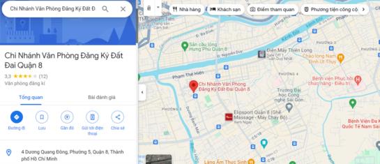 Thông tin địa chỉ văn phòng đăng ký đất đai Quận 8, TP. Hồ Chí Minh 