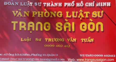  Thông tin địa chỉ Văn phòng luật sư Trạng Sài Gòn - LH: 0909402412